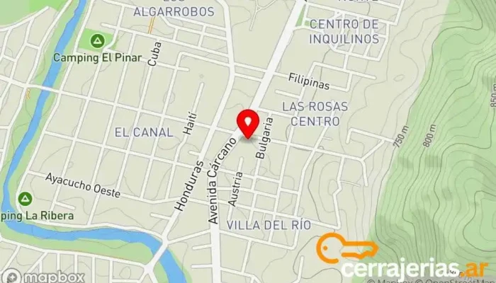 mapa de Emanuel I Servicio de instalación de ventanas, Proveedor de puertas para garaje en Villa Carlos Paz