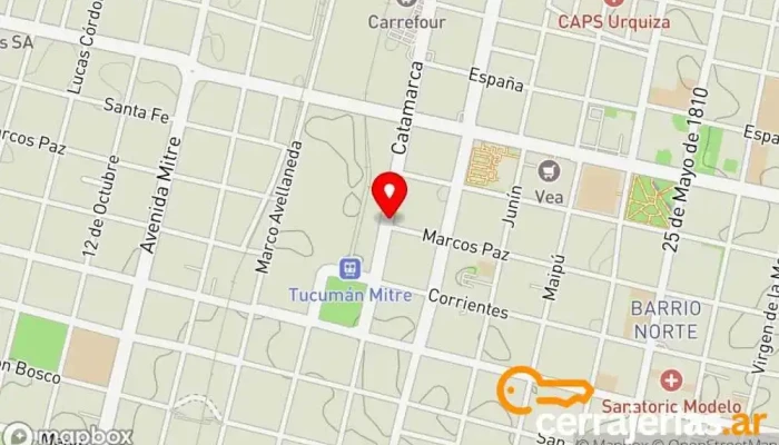 mapa de EMI SRL Tienda de materiales para la construcción, Reformas de baños, Tienda de azulejos en San Miguel de Tucumán