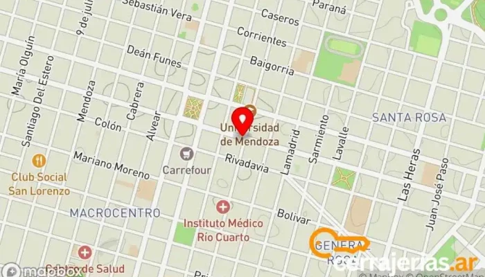 mapa de EPEC Compañía eléctrica en Río Cuarto