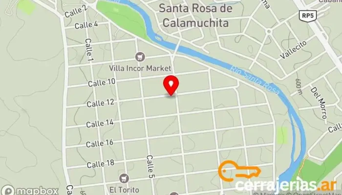 mapa de Estufas Calamuchita Taller de metalurgia en Santa Rosa de Calamuchita