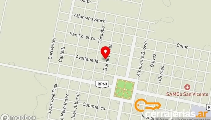 mapa de Eyc puertas placas Carpintero en San Vicente