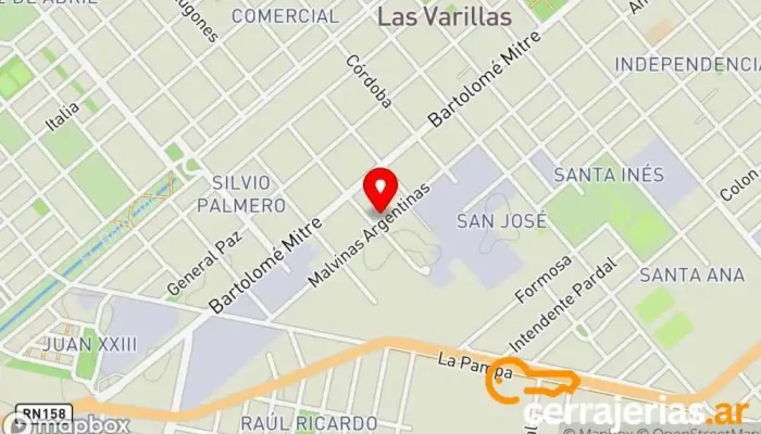 mapa de Fábrica de aberturas ARP Fábrica de puertas en Las Varillas