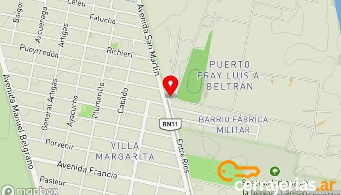 mapa de Fabrica Militar Fray Luis Beltran Base militar, Armería en Fray Luis Beltrán