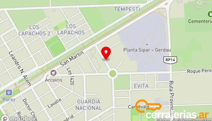 mapa de Gers Aberturas Mayorista, Carpintero en Pérez