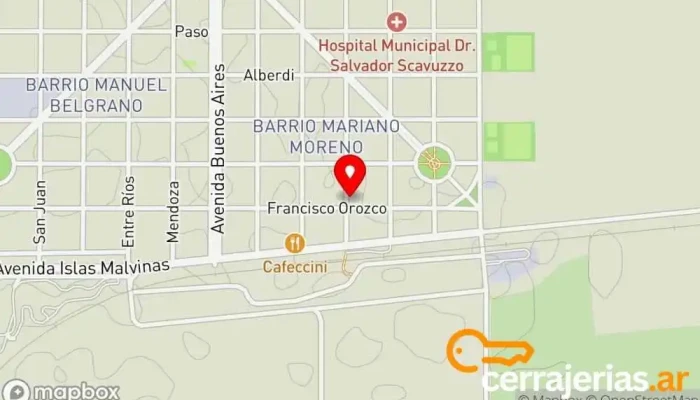 mapa de Gindro Portones Automaticos Fábrica de puertas, Fábrica en Almafuerte