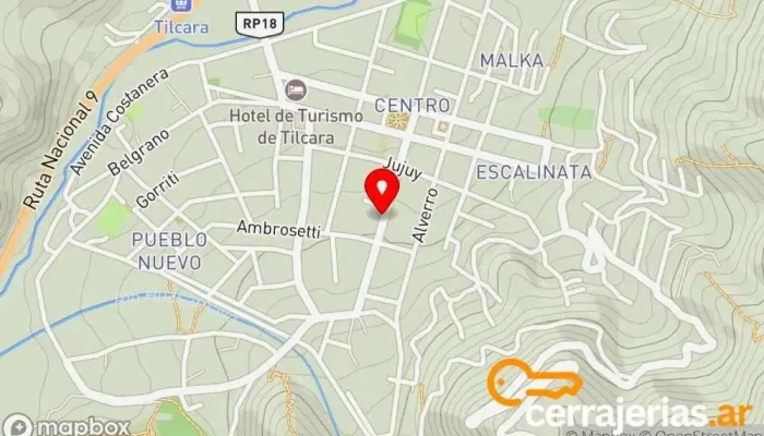 mapa de Gran Casa Hostel & Camping Albergue en Tilcara