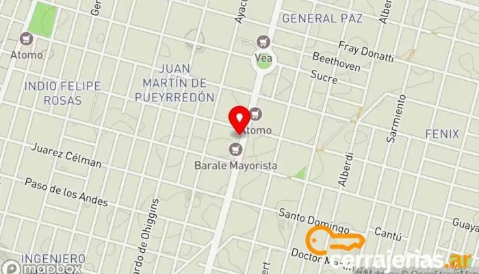 mapa de Herrajes floriani Ferretería, Proveedor de materiales de construcción en Río Cuarto