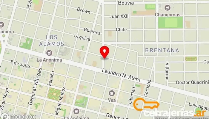 mapa de Herrería Española Herrero, Fábrica de puertas, Proveedor de puertas para garaje en Cipolletti