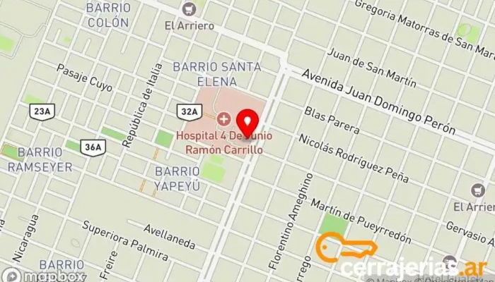 mapa de Hospital 4 de Junio Dr Ramon Carrillo Hospital general, Médico, Hospital en Sáenz Peña