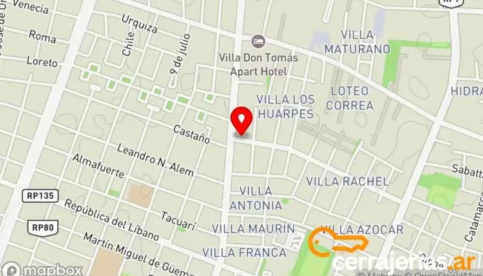 mapa de JAF Aire Acondicionado SRL Contratista de aire acondicionado en RAWSON