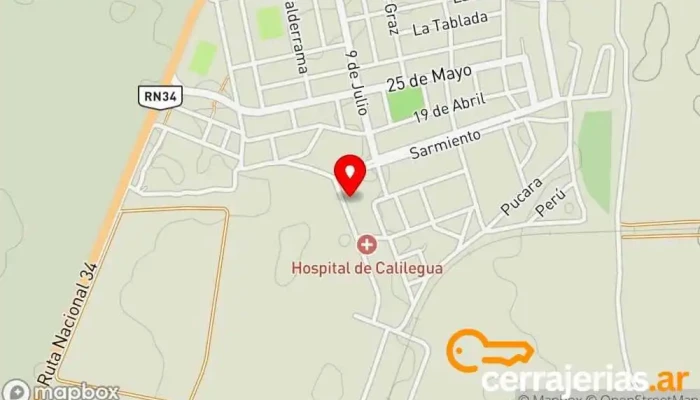 mapa de Jardín Colonial Bed & Breakfast, Hotel en Calilegua