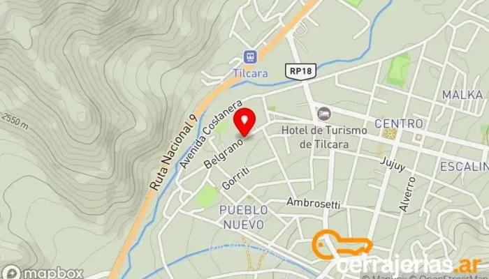 mapa de La Colorada Hostal Hotel en Tilcara