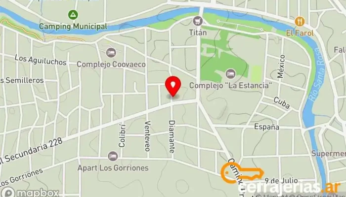 mapa de Las Puertas de Sion  en Santa Rosa de Calamuchita