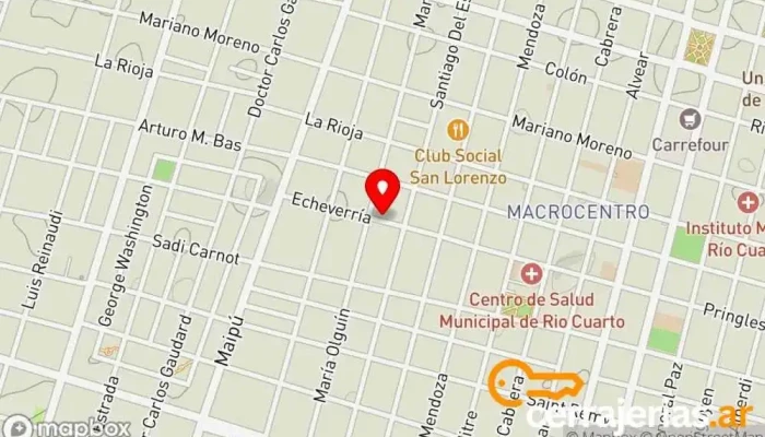 mapa de Lorena puertas salón unisex Peluquería en Río Cuarto