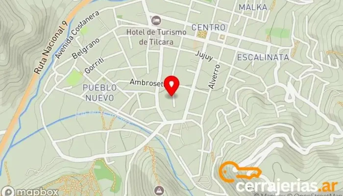mapa de Los Arcabuceros Casa Hotel Boutique Alojamiento con servicio en Tilcara