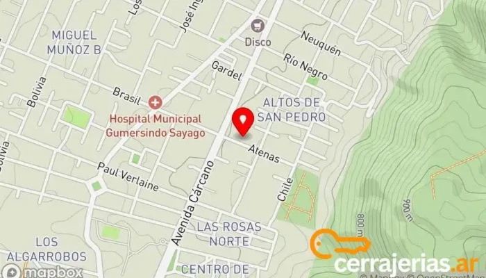 mapa de Los Primos Taller de chapa y pintura en Villa Carlos Paz