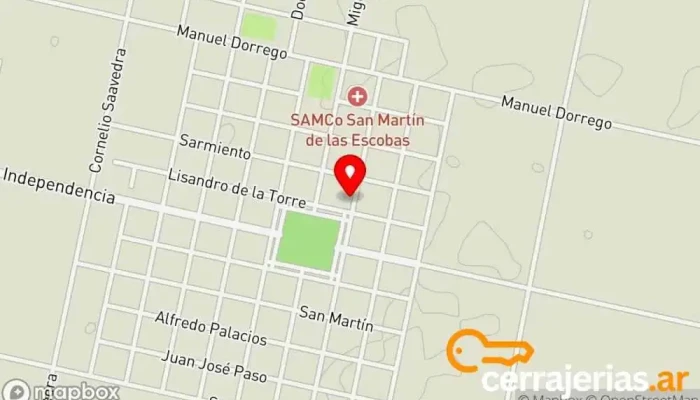 mapa de Lucas Torassa Aberturas de Aluminio Taller de instalación de puertas y ventanas en San Martin de las Escobas