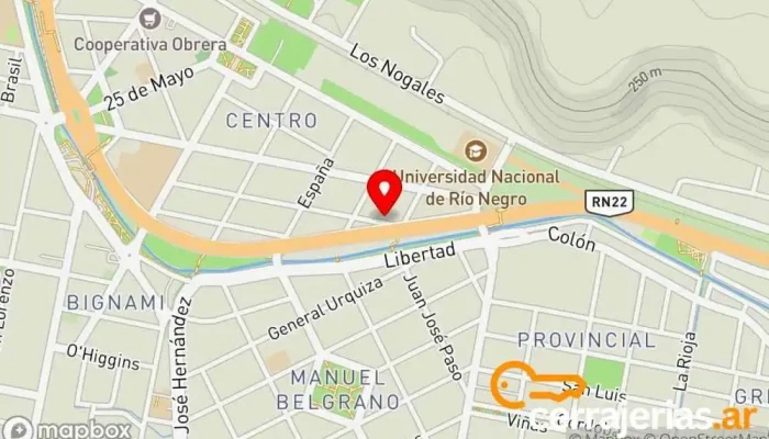 mapa de Martel Autopartes Tienda de piezas de automóvil en Villa Regina
