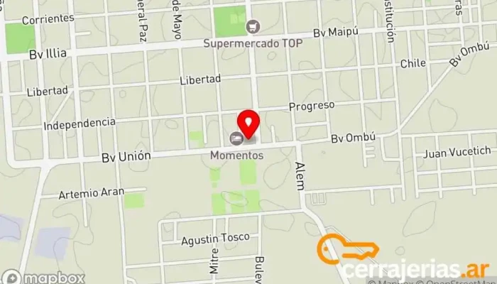 mapa de MEGA BELL ABERTURAS DE ALUMINIO Carpintero en Bell Ville