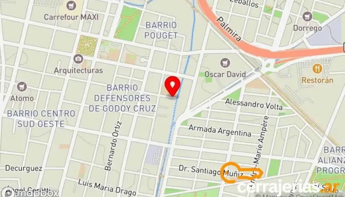 mapa de Megal Excelencia en Aberturas Ventana de aluminio, Servicio de instalación de ventanas en Godoy Cruz
