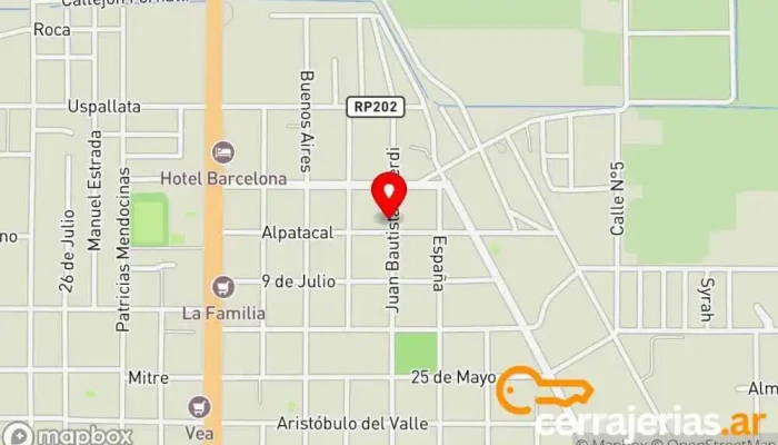 mapa de Metalurgica Mendoza Taller de metalurgia en Gral. Alvear