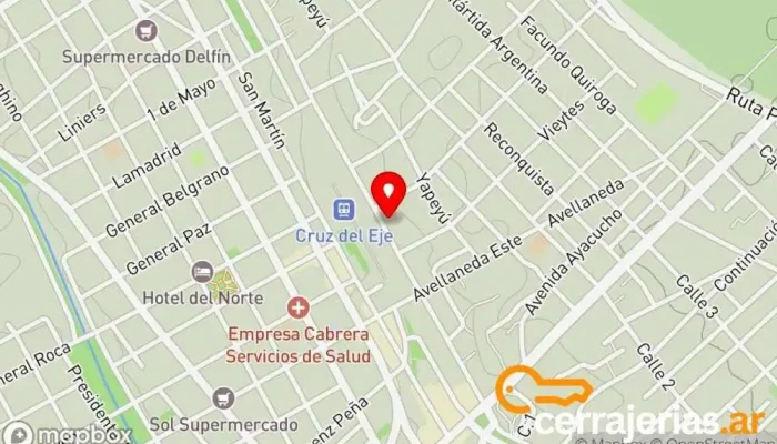 mapa de Ministerio Puertas Abiertas Comercio en Cruz del Eje