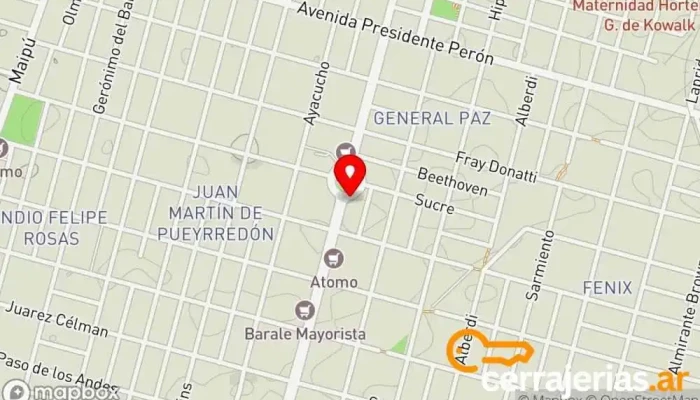 mapa de Modernia Rio Cuarto Empresa constructora, Proveedor de aluminio, Ventana de aluminio, Constructor de aparcamientos techados y pérgolas, Fábrica de puertas, Tienda de materiales para suelos, Contratista de revestimientos en Río Cuarto