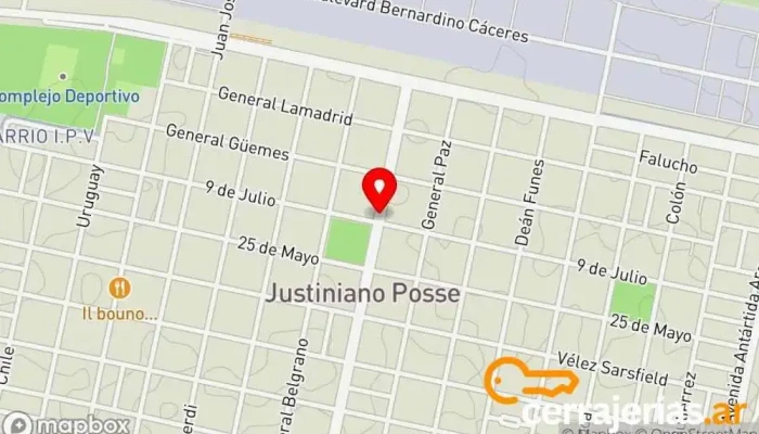mapa de MUEBLES Y ABERTURAS DEL SOL Comercio, Fábrica de puertas, Tienda de muebles en Justiniano Posse