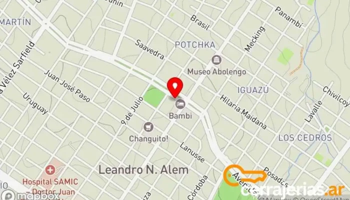 mapa de Nordeste Aluminios & Uniformes Carpintería metálica y de aluminio en Leandro N. Alem