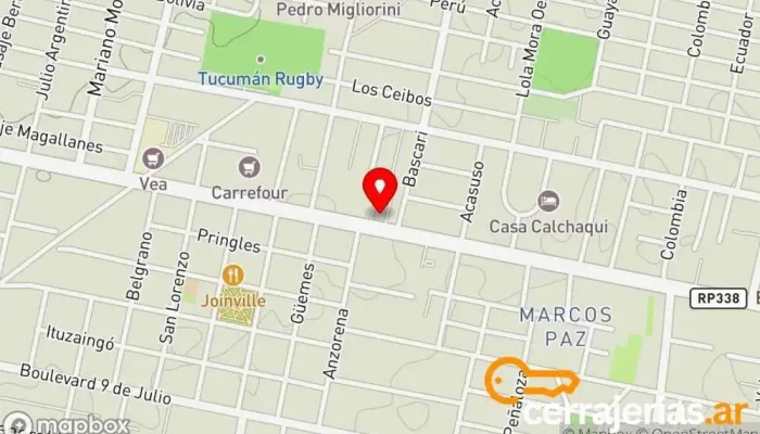 mapa de Pami INSSJP Organización de servicios sociales, Organización no gubernamental en Yerba Buena