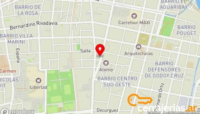 mapa de Papel Madera Fábrica de muebles en Godoy Cruz