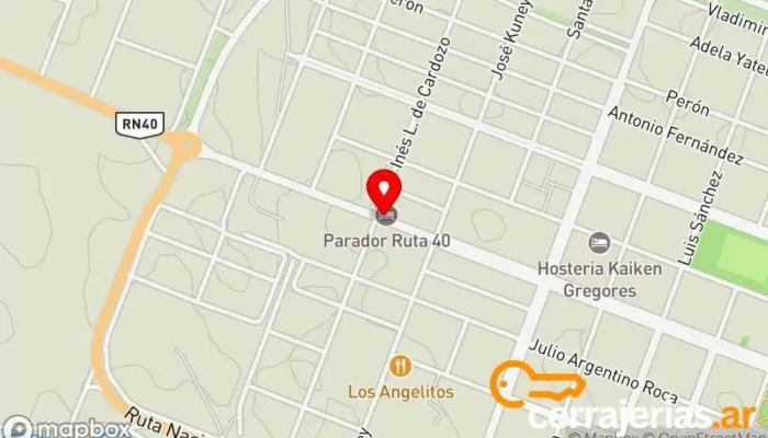 mapa de Parador Hotel Ruta 40 Hotel en Gdor. Gregores
