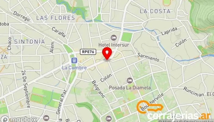 mapa de Pintureria en Córdoba - Pintecord Pintura, Tienda de materiales para la construcción, Tienda de herramientas y troqueles, Tienda de herramientas en La Cumbre