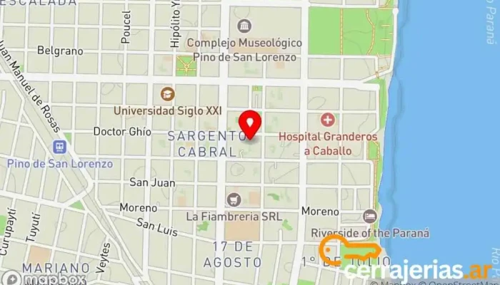 mapa de Pizzichini Silvio H Fábrica de puertas en San Lorenzo
