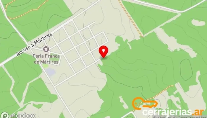 mapa de Polirubro Lo de Cami Tienda de herramientas, Taller de instalación de puertas y ventanas, Tapicería en Mártires