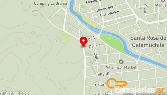 mapa de Posada del Carruaje Alojamiento en Santa Rosa de Calamuchita
