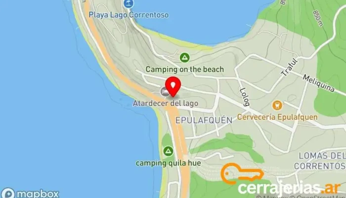 mapa de Puertas del Sol Hostería Albergue, Hotel en Villa La Angostura