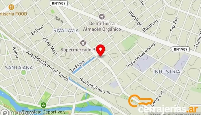 mapa de Puertas Mendez Ventanas  en Villa María