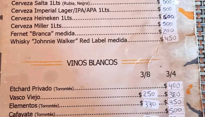 Restaurant Sirvinacu Carta - Tilcara