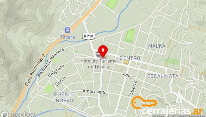 mapa de Restaurant Sirviñacu Bar restaurante, Restaurante en Tilcara