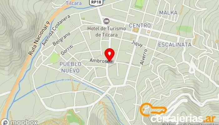 mapa de Rincon de Fuego Hotel, Restaurante en Tilcara
