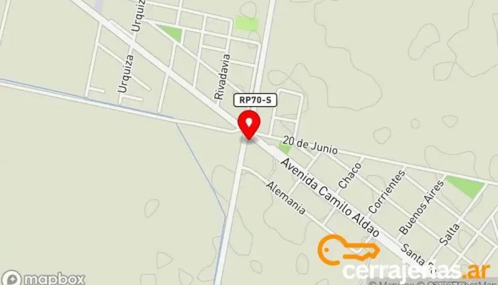 mapa de Rk Aberturas & Vidrios Ventana de aluminio, Herrero, Fábrica de puertas, Tienda de cristales y espejos, Tienda de cristales, Tienda de espejos, Tienda de mosquiteras, Tienda de mamparas de ducha en Rafaela