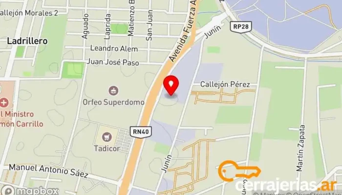 mapa de SCRANTON MENDOZA SRL- ABERTURAS DE ALUMINIO-VIDRIERIA- FABRICANTES DVH- PINTURA ELECTROSTATICA-HERRAJES Y ACCESORIOS- Fábrica en Las Heras
