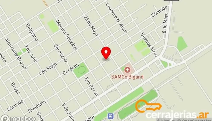 mapa de SyR Portones levadizos Fábrica de puertas, Comercio en Bigand