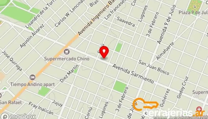 mapa de Techos Sur Empresa de instalación de cubiertas, Proveedor de materiales de construcción, Chapistería, Contratista de perforación de pozos en San Rafael