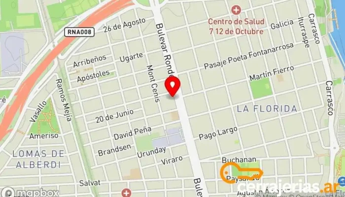 mapa de Tevez Aberturas Fábrica de puertas, Proveedor de puertas, Proveedor de puertas para garaje, Fábrica, Tienda de mosquiteras, Tienda de mamparas de ducha, Proveedor de ventanas en Rosario