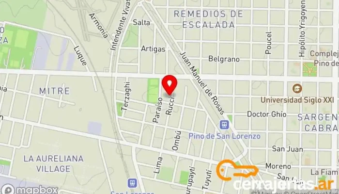 mapa de Tubero Maderas y Muebles Fábrica de muebles, Ferretería, Establecimiento de venta de madera en San Lorenzo