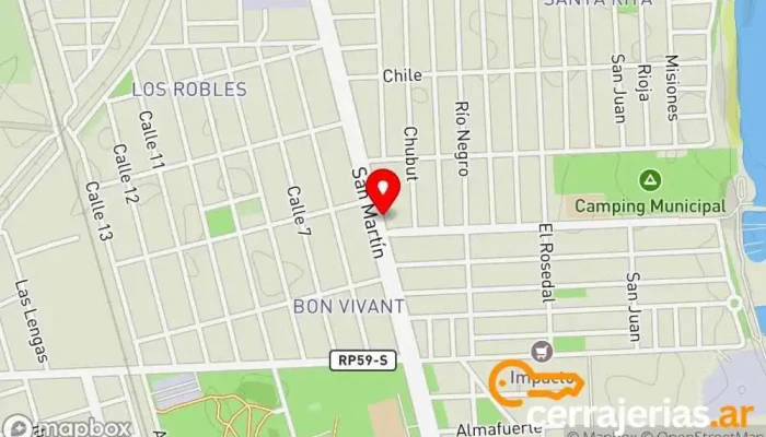 mapa de Vidrieria DUSSO Tienda de cristales y espejos, Ventana de aluminio, Fábrica de puertas, Tienda de enmarcación, Tienda de mosquiteras en Granadero Baigorria