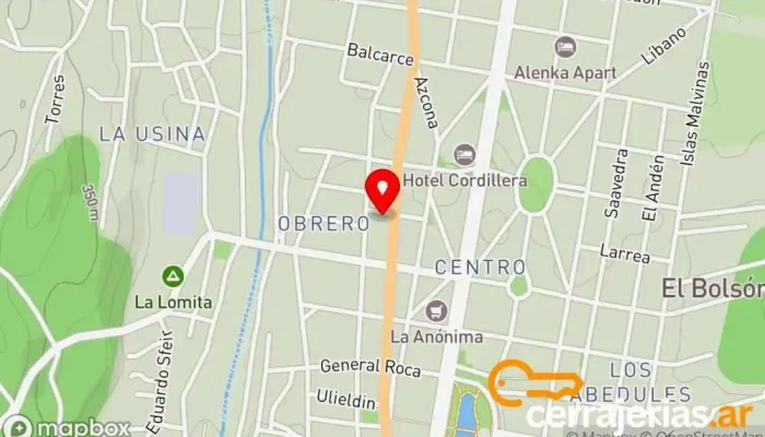 mapa de Vidrieria la comarca Tienda de cristales en El Bolsón