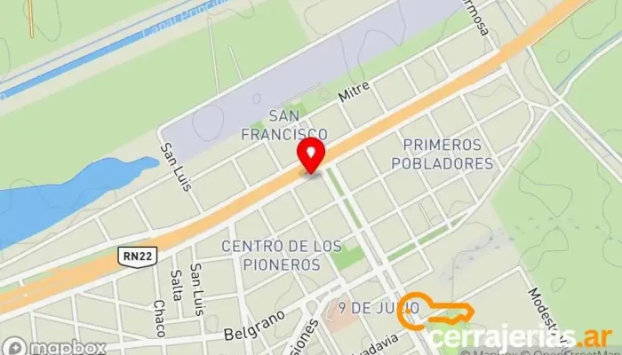 mapa de Vidrios Limay Servicio de reparación de cristales en Senillosa